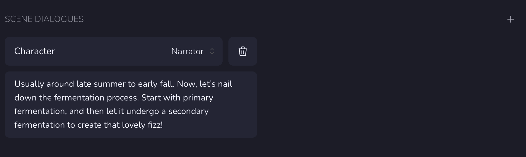 Scene Dialogues panel